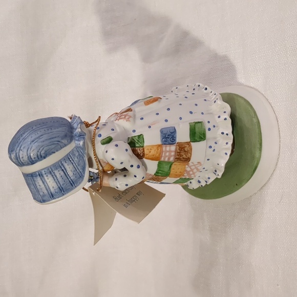 Holly Hobbie Figurine Blue Girl Cat Hand Painted Prairie Tabby Porcelain Vtg 70s - Picture 12 of 14